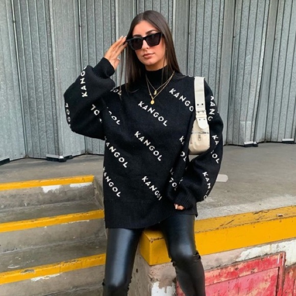 KANGOL x H&M blogger favorite black sweater oversized - Picture 6 of 7